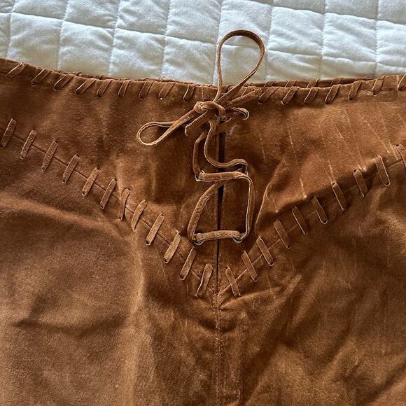 New THE KEENAN LEATHER CO Womens Skirt Suede 100% Leather Fringe Western 40 US 8 - Picture 3 of 15